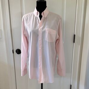 Men's Long Torso Pink and White Button-Up Dress Shirt